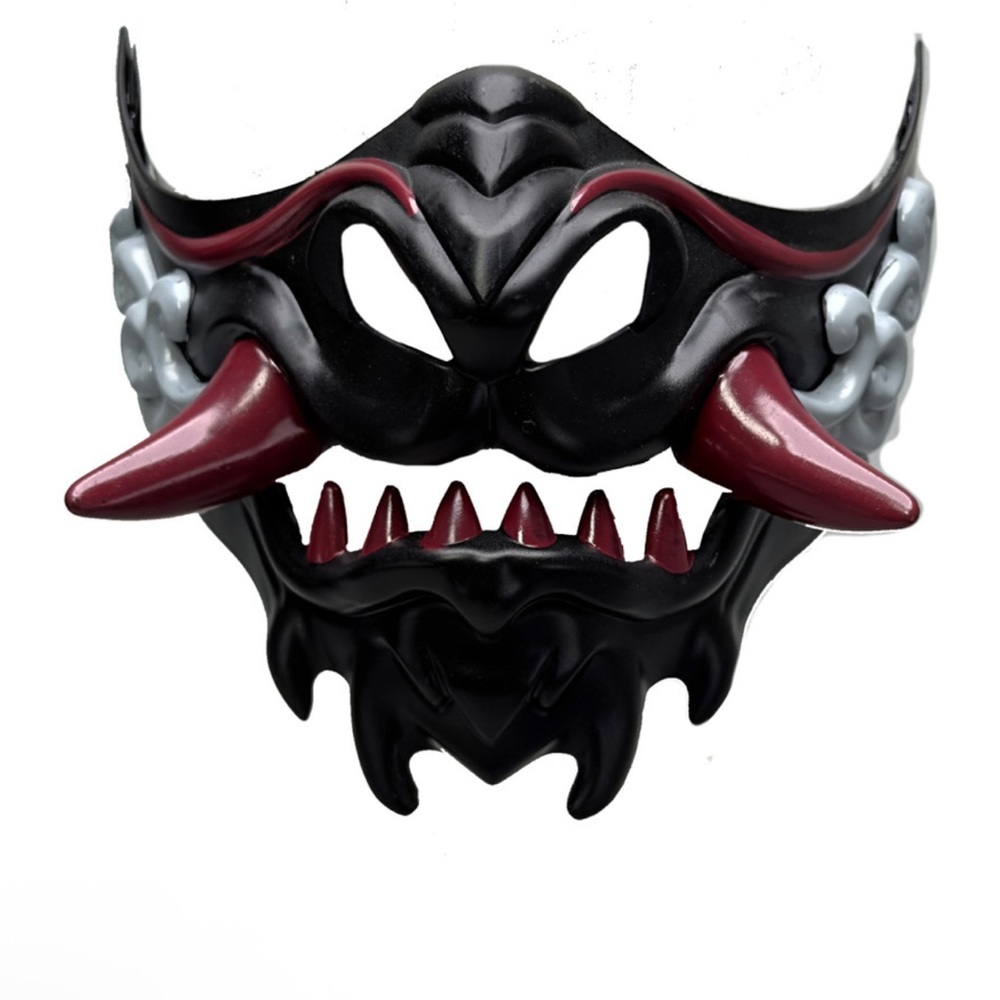 Men's Black and Red Oni Mask
